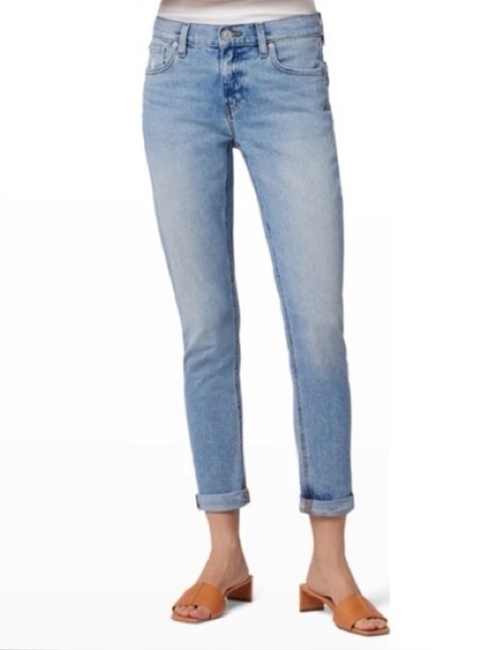 Hudson “Natalie” Light Wash High Rise Cuffed Boyfriend Jeans Size 27